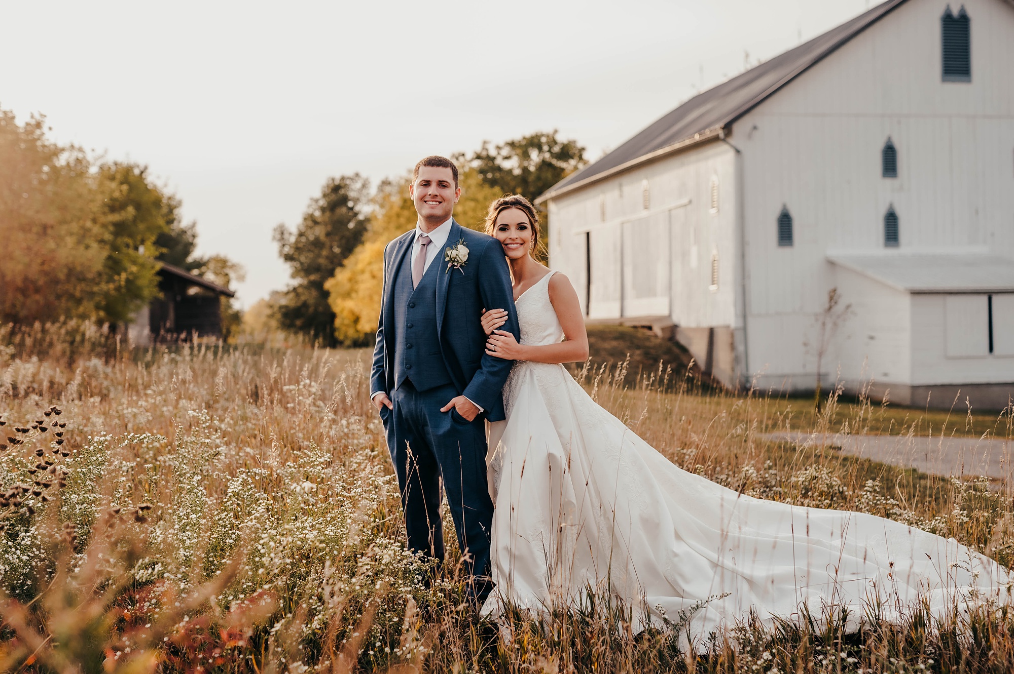 fall wedding portraits in barn